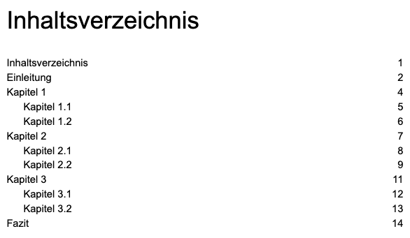 hausarbeit inhaltsverzeichnis beispiel